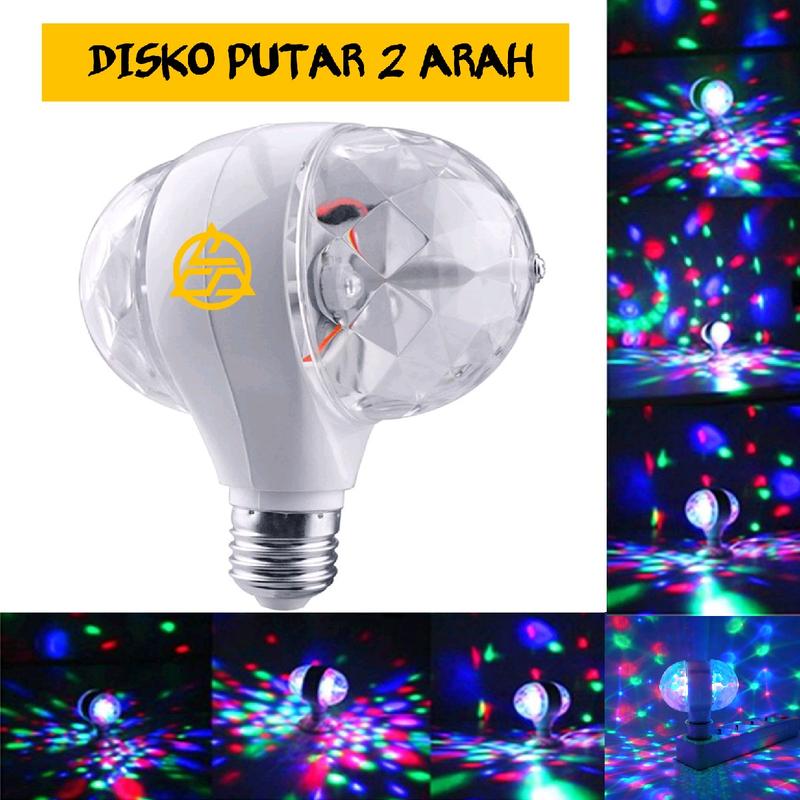 Lampu Disco Putar 2 Sisi Full Color Warna Warni 2 Arah E27 Hemat Energy ...