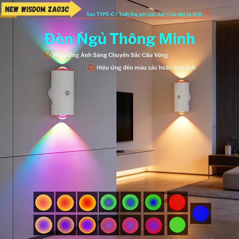 Đèn ngủ LED thông minh, với cảm biến chuyển động, đèn tường Có Thể Điều Chỉnh…
