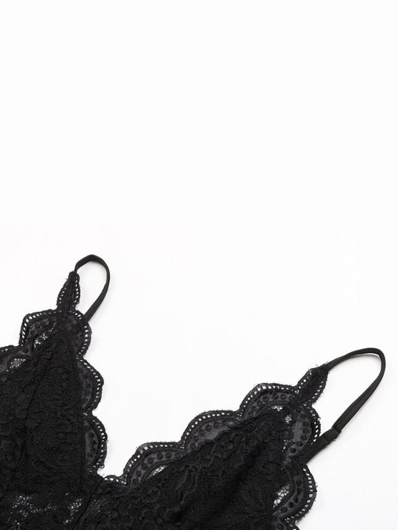 Product Introduction of Women's Solid Floral Lace Bodysuit, Fashion Casual Backless Cami Bodysuit for Daily Wear, Women's Clothes for All Seasons 6