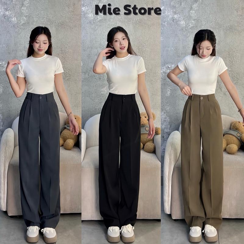 QUẦN SUÔNG LƯNG CAO 1 KHUY VẢI GOLD NHẬT MỀM MỊN PANTS