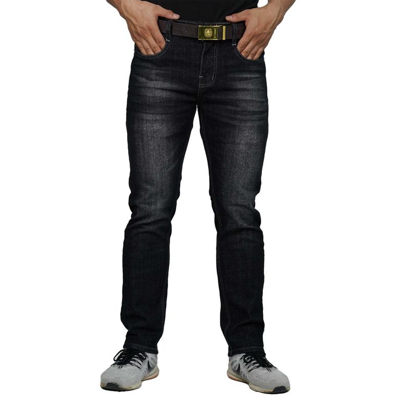 R-19 Quần Jean Nam Dài Fom Slim  CC Co Giãn Xám Đen Trơn