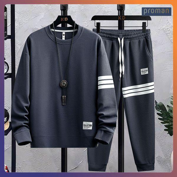 BỘ ĐỒ NAM DÀI TAY CHẤT VẢI TỔ ONG KẺ SỌC BN05 - PROMAN1 Áo Menswear