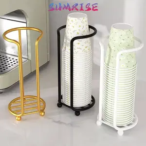 Rak Gelas Kertas 2 Slot Dispenser Gelas Sekali Pakai Cup Holder Logam Untuk Meja Dapur