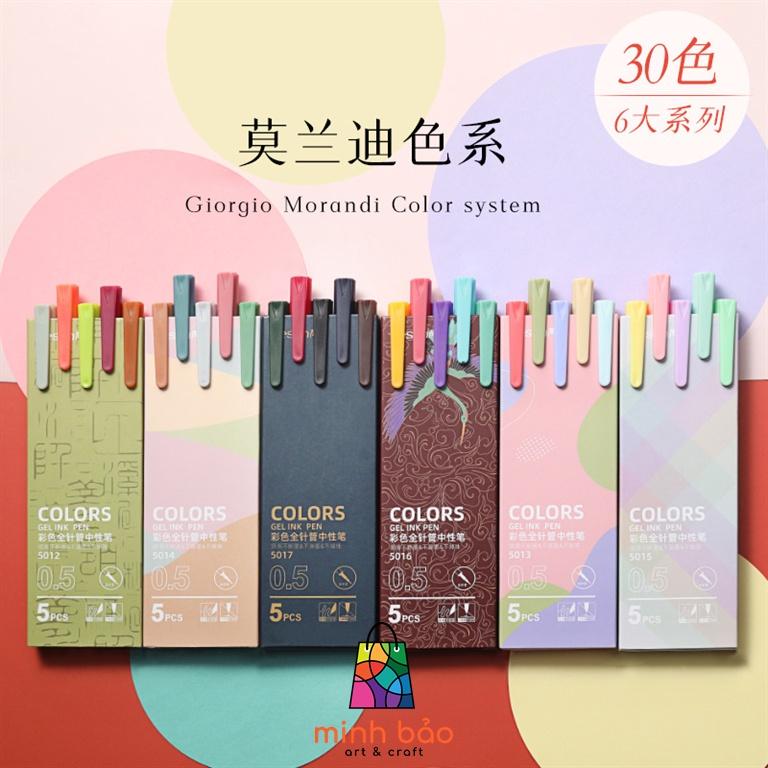  BỘ 5 BÚT GEL RESUN 0.5MM MÀU MORANDI 
