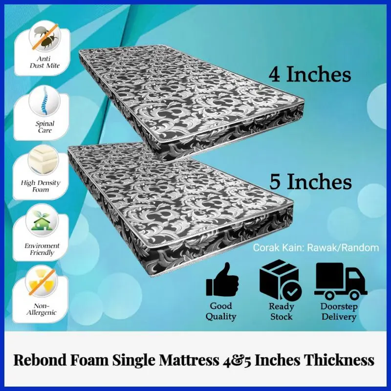 penghantaran cepat Ready StockTilam Single Synthetic Latex /Rebond Foam High Density Tilam Bujang /Single Mattress (Random fabric design)