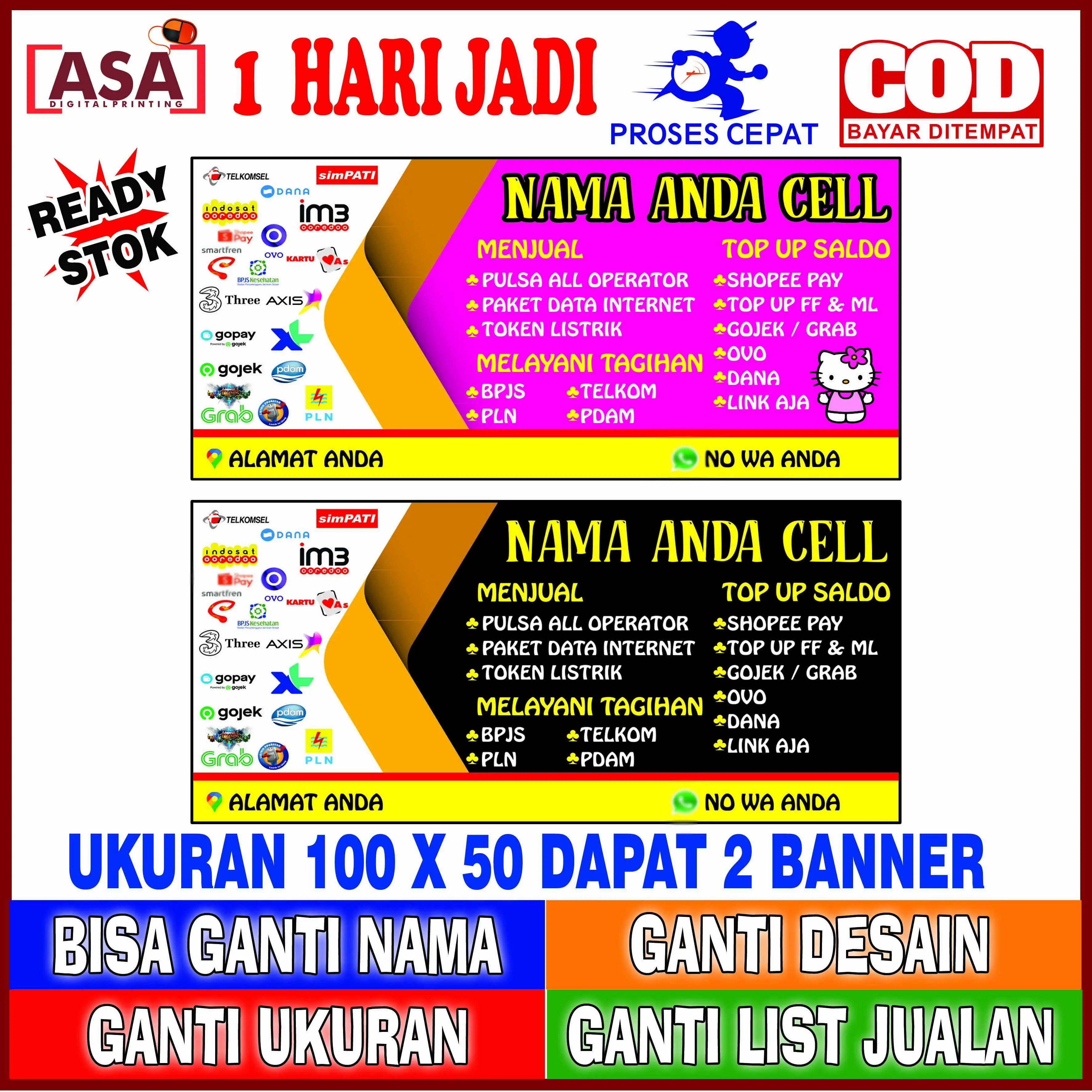 BANNER SPANDUK KONTER / BANNER SPANDUK GAME / BANNER SPANDUK DOMPET DIGITAL UNTUK DEPAN TOKO / BOOTH / TERAS KUALITAS TERBAIK