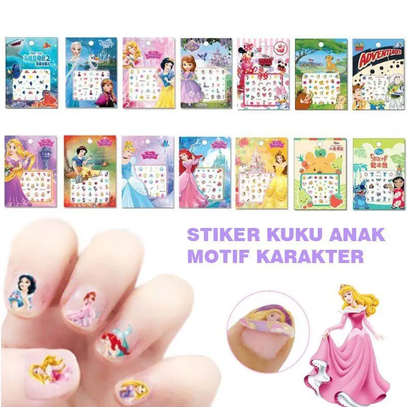 3pak Stiker kuku motif kartun nail art sticker lucu bagus 0