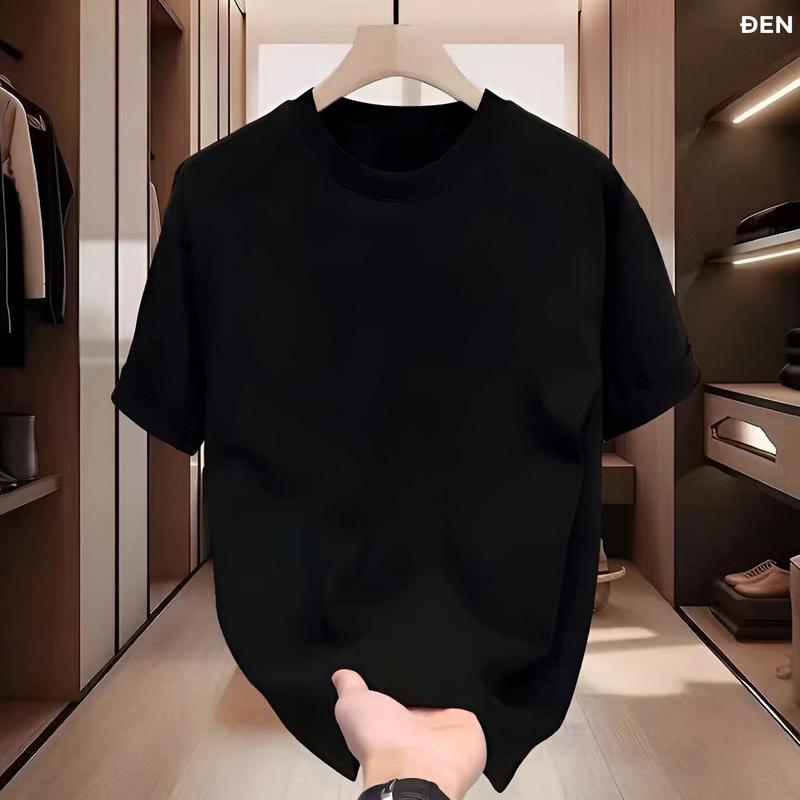 Áo thun cổ tròn trơn BASIC vải Cotton sang trọng lịch lãm thoáng mát Nam Menswear Top