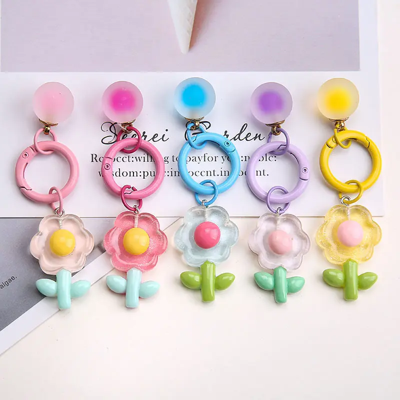 Colorful Cartoon Flower Keychain Pendant Exquisite Cute Flower Keychain For Women Girls Backpack Decoration Accessories Gifts