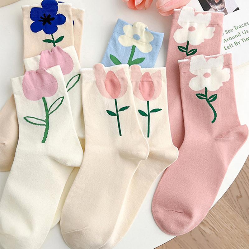 Product Introduction of Japanese Sweet Tulip Lovely Three-Dimensional Flowers Autumn Winter Socks South Korean Instagram Trend Literary Long Socks Woman Spring Womenswear 8