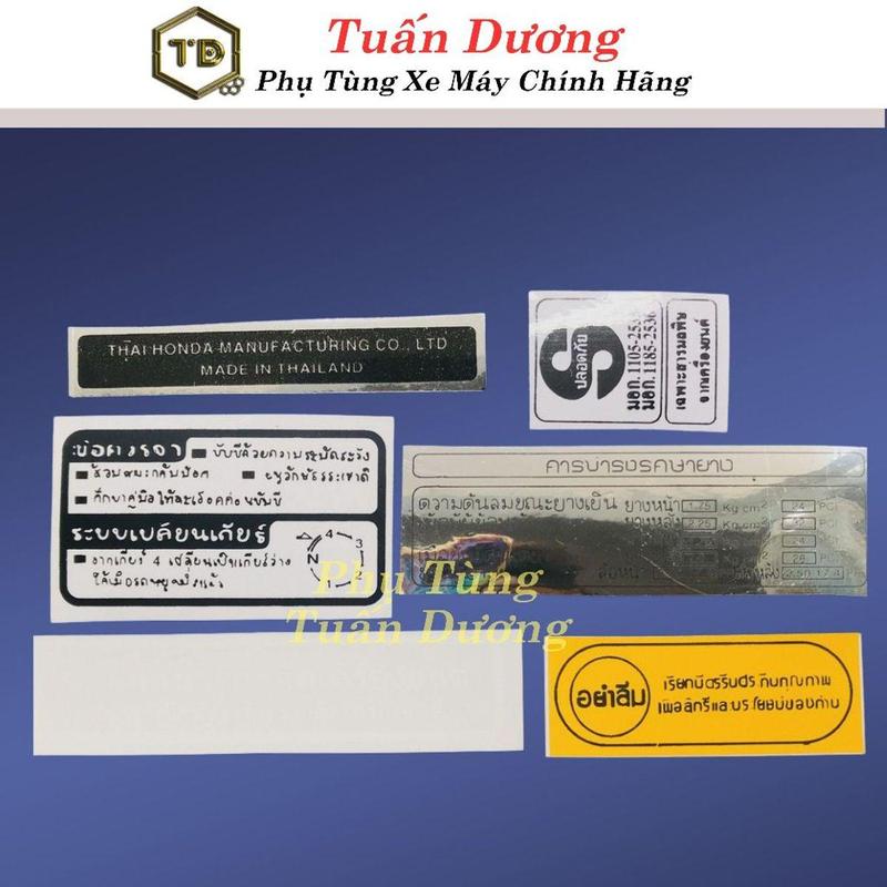 Bộ Tem Thông Số Dream Thái TD Hàng Cao Cấp [ Dày Dặn 3 Lớp ] - Tem Thông số Lắp Xe Dream Thái, Dream Việt, Supper Dream