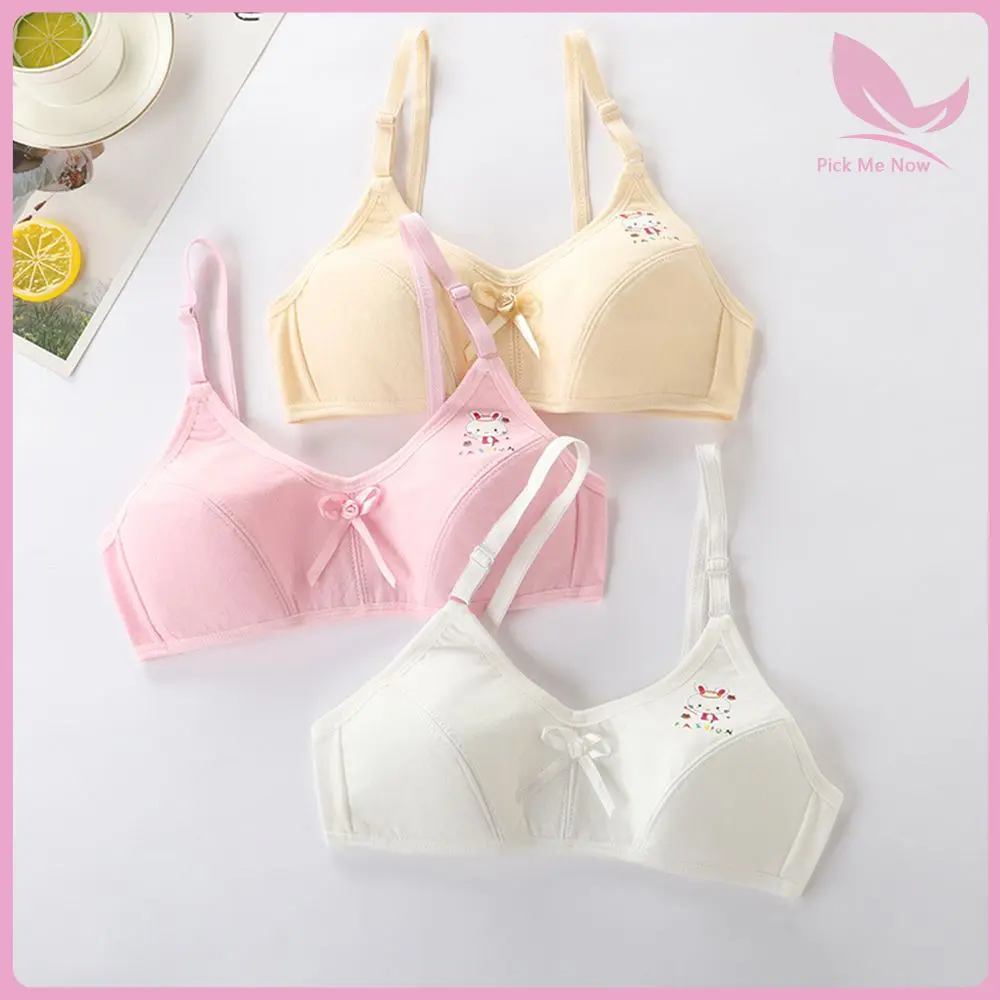 Áo Ngực Bé Gái, Cỡ Tuổi Phát Triển, Cốc Mút Mềm, Thoáng Khí, Thiết Kế Dễ Thương, Làm Bằng Cotton Nguyên Chất, Thích Hợp Cho Trẻ Em 10-13 Tuổi