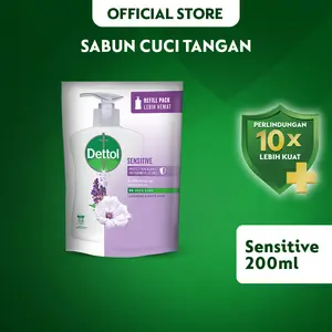 Dettol Sabun Cuci Tangan Sensitive Anti Bakteri Refill 200ml - Hand Wash