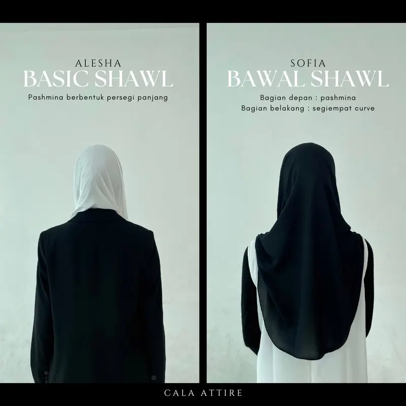 Sofia Bawal Shawl - Cala Attire | Pashmina oval hijab ala malaysia tudung kerudung jilbab syari malay instan curve epscarf crepe wanita musliminner 3