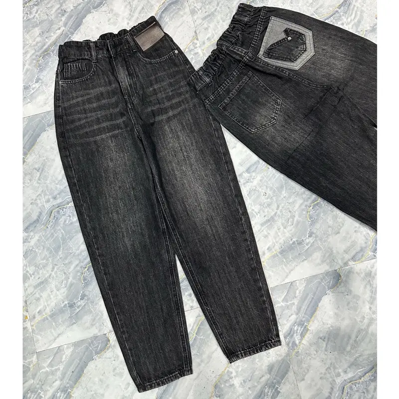 [Có bigsize] [030- 042] Quần Baggy Jeans Nữ QC Túi Kiểu Không Co Dãn Màu Đen Tiêu Pants Women 7