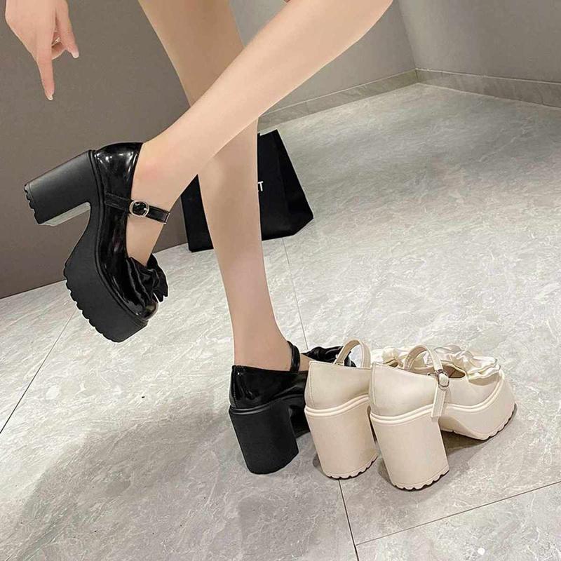 Product Introduction of Giày Mary Jane, Dành Cho Nữ, Thời Trang Mới Mùa Lò Xo Và Mùa Thu, Nơ Cao Gót, Đế Dày, Gót Chunky, Thích Hợp Cho Váy Một Bộ Phù Hợp, Dễ Phối Đồ, Giày Da Nhỏ Shoes 3