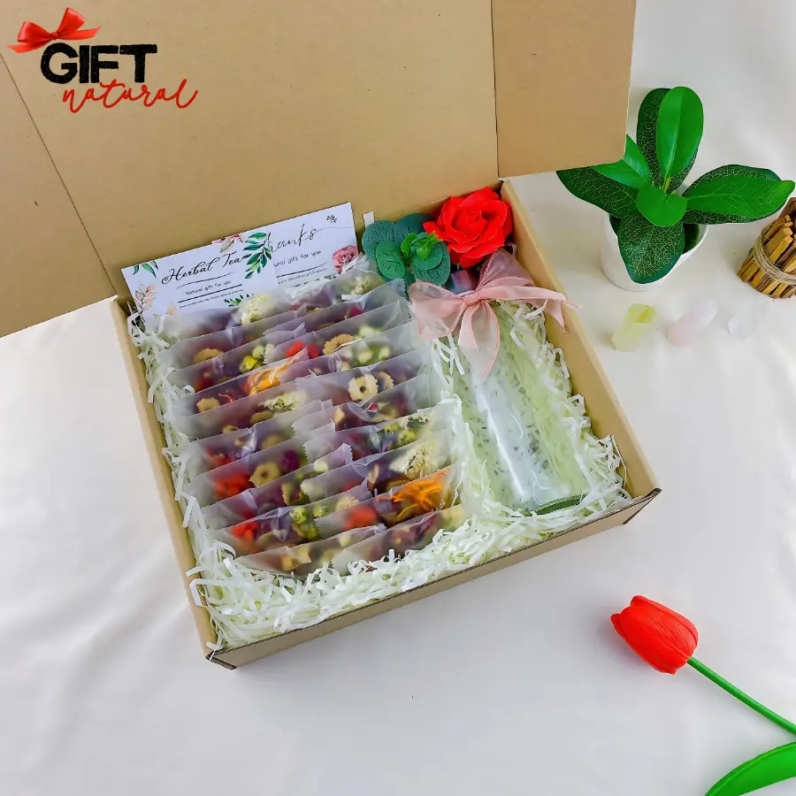 Set Quà Trà Hoa 20 Gói Ý Nghĩa NATURAL GIFT- Quà Tặng Cô Giáo, Quà Sinh Nhật Bạn Bè, Quà Cho Mẹ