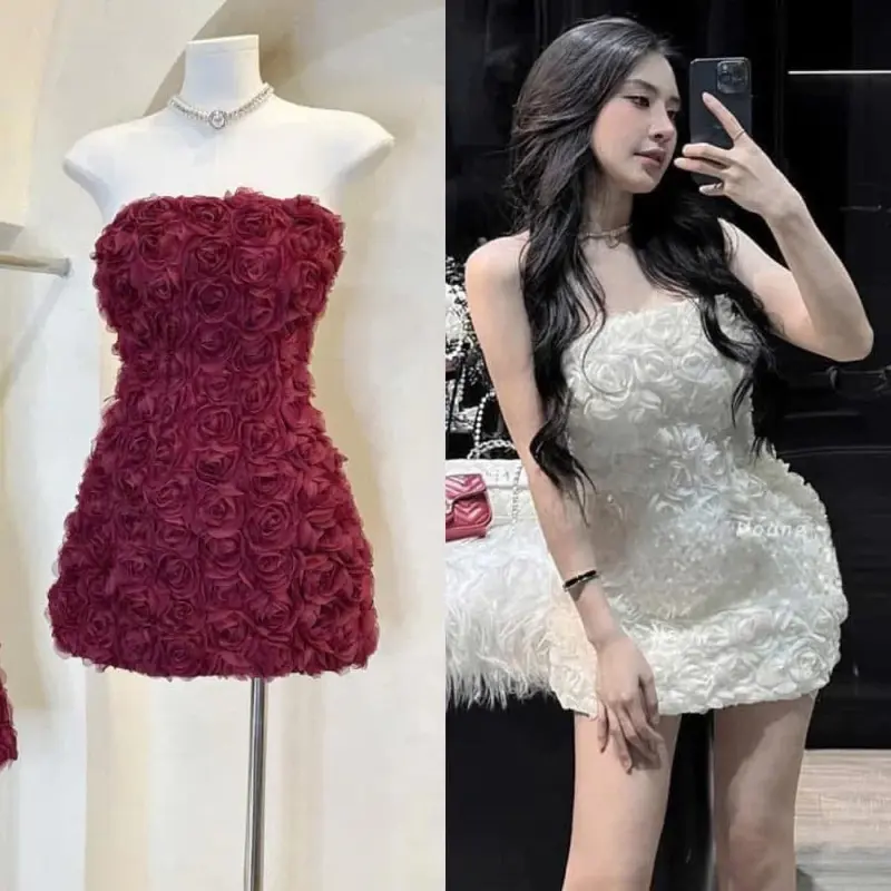 vải ren lưới hoa hồng to cao cấp khổ 1m45 3
