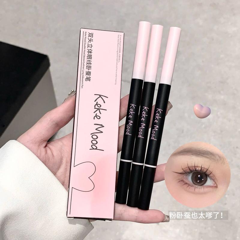 Kekemood Double-Headed Three-Dimensional Eyeliner Eye Shadow Pen Natural Brightening Pseudo Plain Face Girlish Style Mother Lying Silkworm Tender eyeshadow ethereal  eyes  palette 1