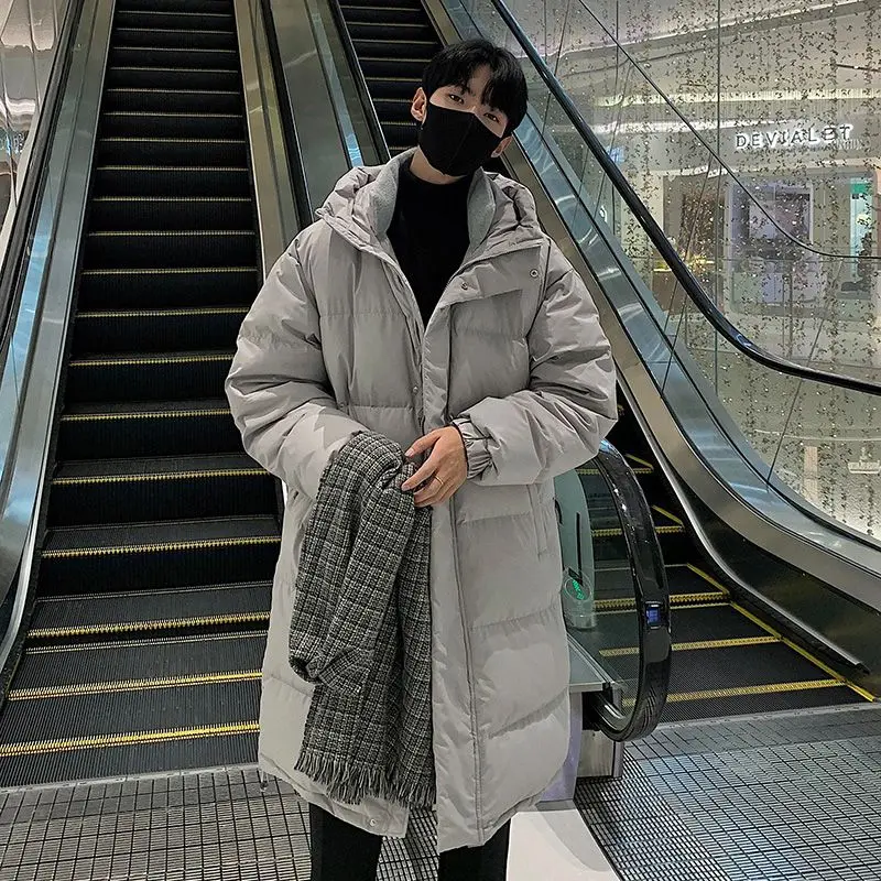 Áo Khoác Dài Cotton, Mùa Đông, Dành Cho Nam, Dài Trung Bình Dáng Rộng Vừa Vặn, Áo Khoác Cotton Menswear Jacket Nhung Cổ Cao