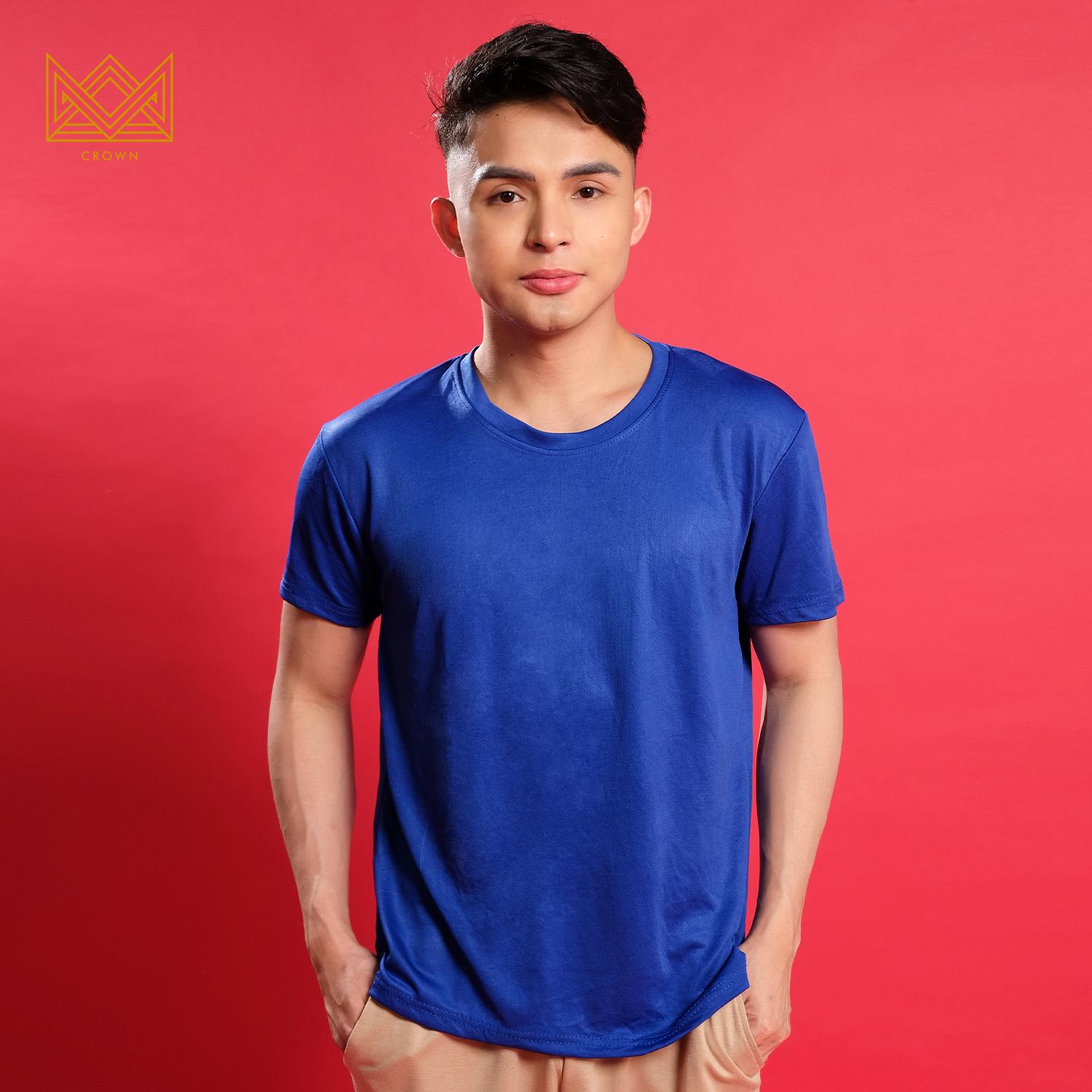 Crown Mens Drifit Round Neck Tshirt for Men Active Wear Quick Dry Sports Summer Tops Outfit Black_voghion.com