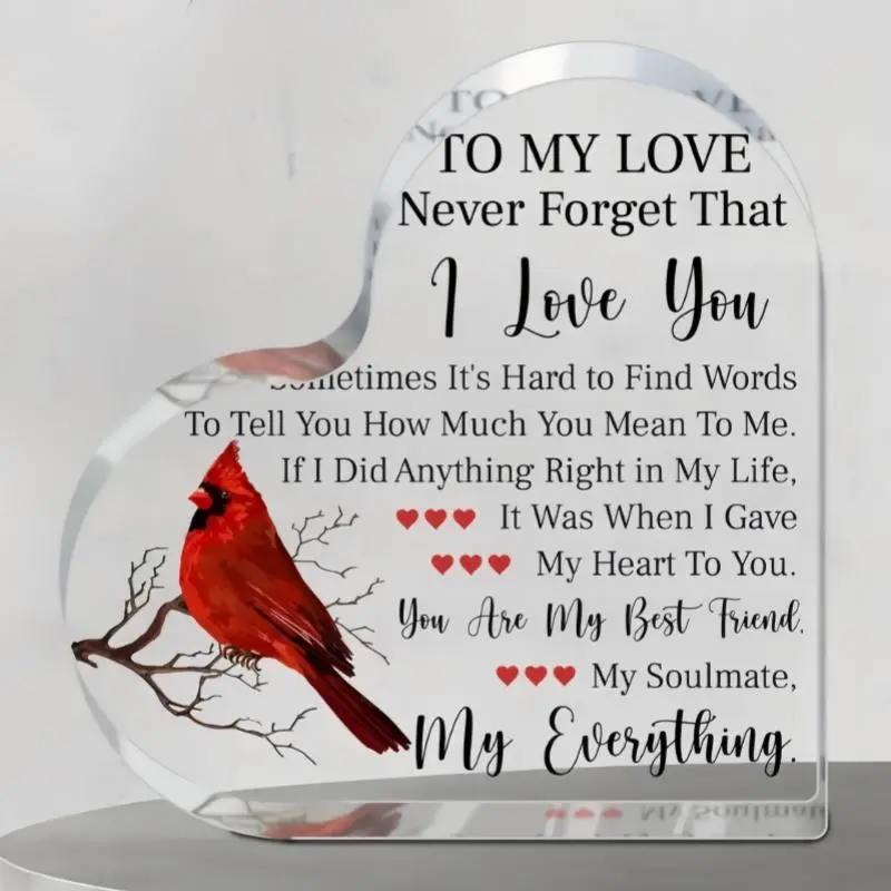 Heart Shaped Acrylic Ornament, 1 Count Creative Romantic Gift for Girlfriend & Boyfriend, Birthday Gift for Her Husband, Wife, Woman, Man, Home Decor, Acrylic Plaque 5
