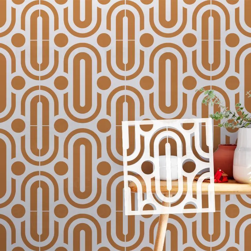 40cm - 80cm Stencil Wall Decor For Painting Plaster Template To Paint Decorative Decors Large Tiles Geometric Artdeco S185