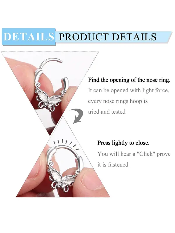 Women's Elegant Rhinestone Decor Nose Ring, Trendy Punk Unique Cartilage Nose Piercing Jewelry, Fashionable Body Jewelry for Women 4