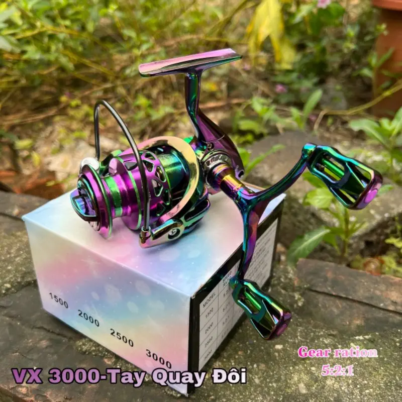Máy Câu Cá,Câu Lure Kim Loại VX3000 Titan 7 Màu,Tay Quay Đôi Cân Bằng,Mẫu Mới Nhất 2023