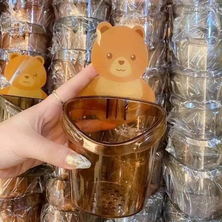 CỐC GẤU DÁN TƯỜNG ĐỰNG BÀN CHẢI ️ Thép không gỉ Giá gắn tường Giá gắn tường Điều chỉnh được Phòng tắm