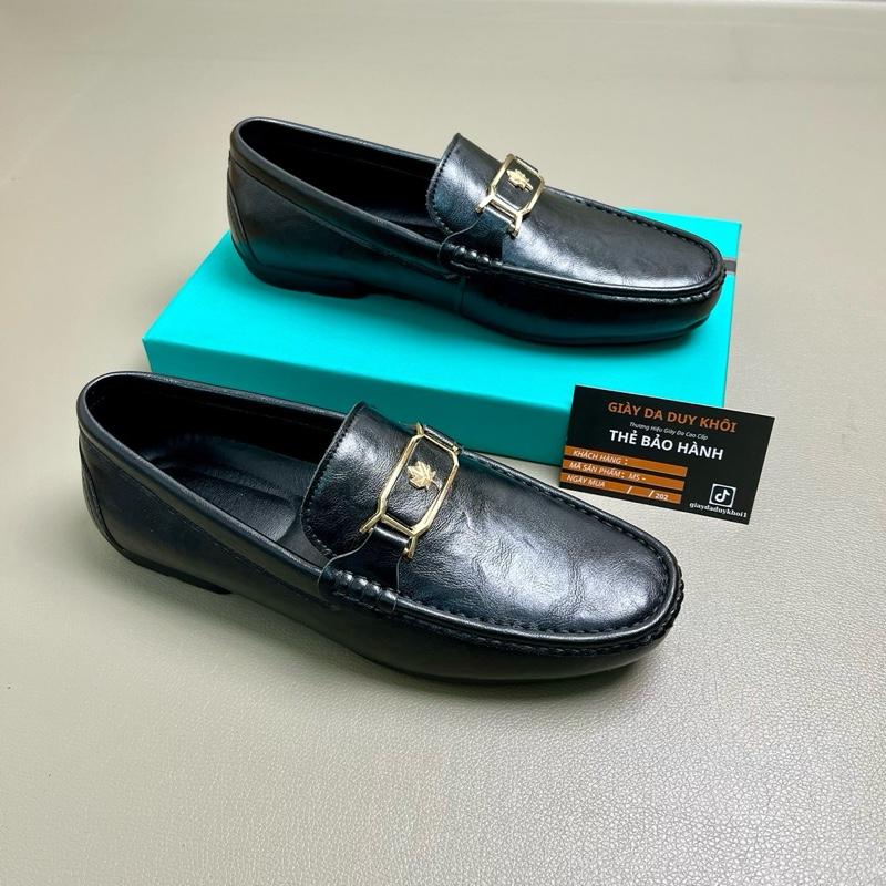  Giày Lười Moca Da Cao Cấp Đế Caosu Khâu May Gầm Đế Loafer Nam Shoes 
