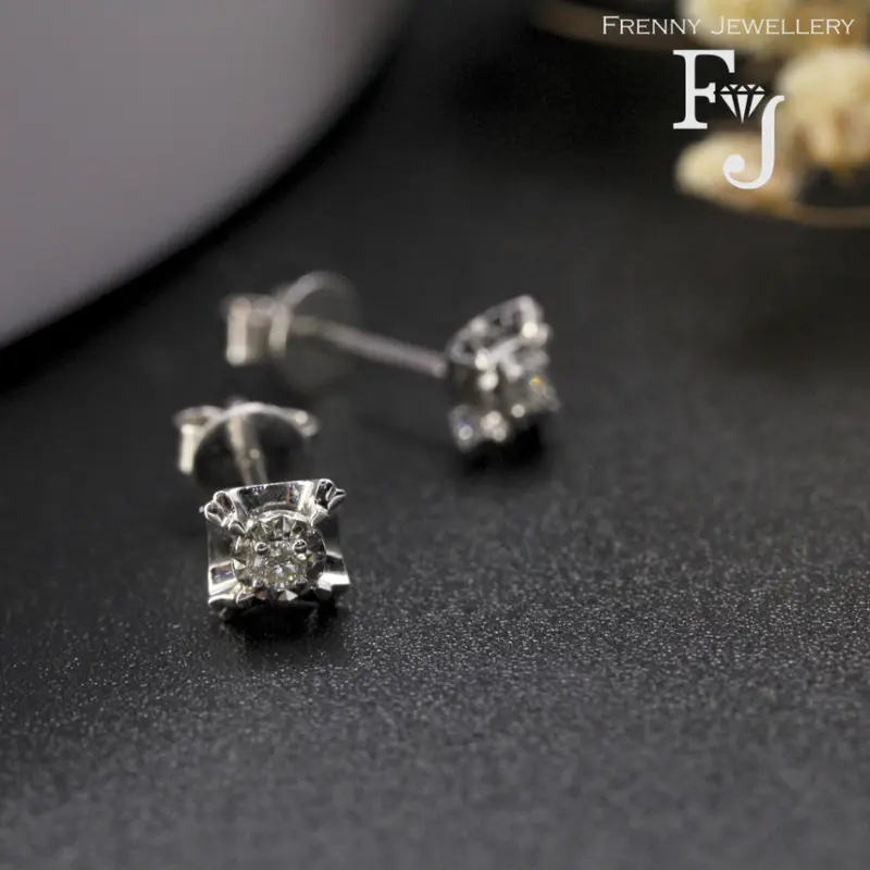 Anting Berlian White Gold Solitaire Diamond Earring - Frenny Frenny Jewellery 2