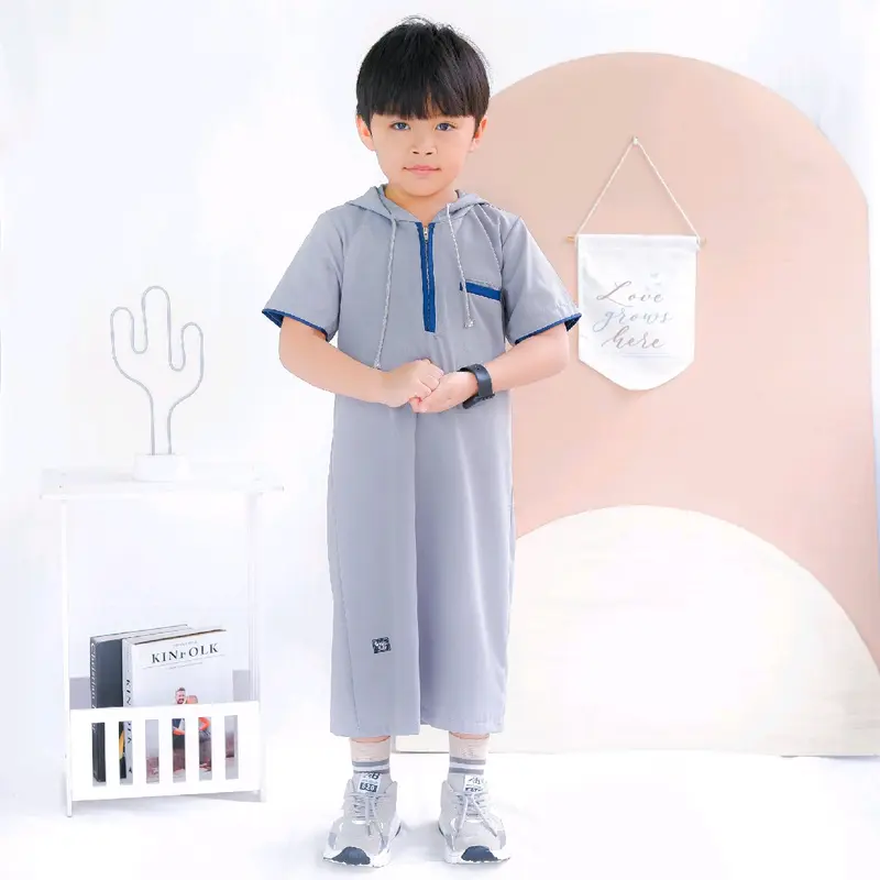jubah hoodie gamis anak hodie anak azka Muslim Koko Cowok Baju Kurta 8