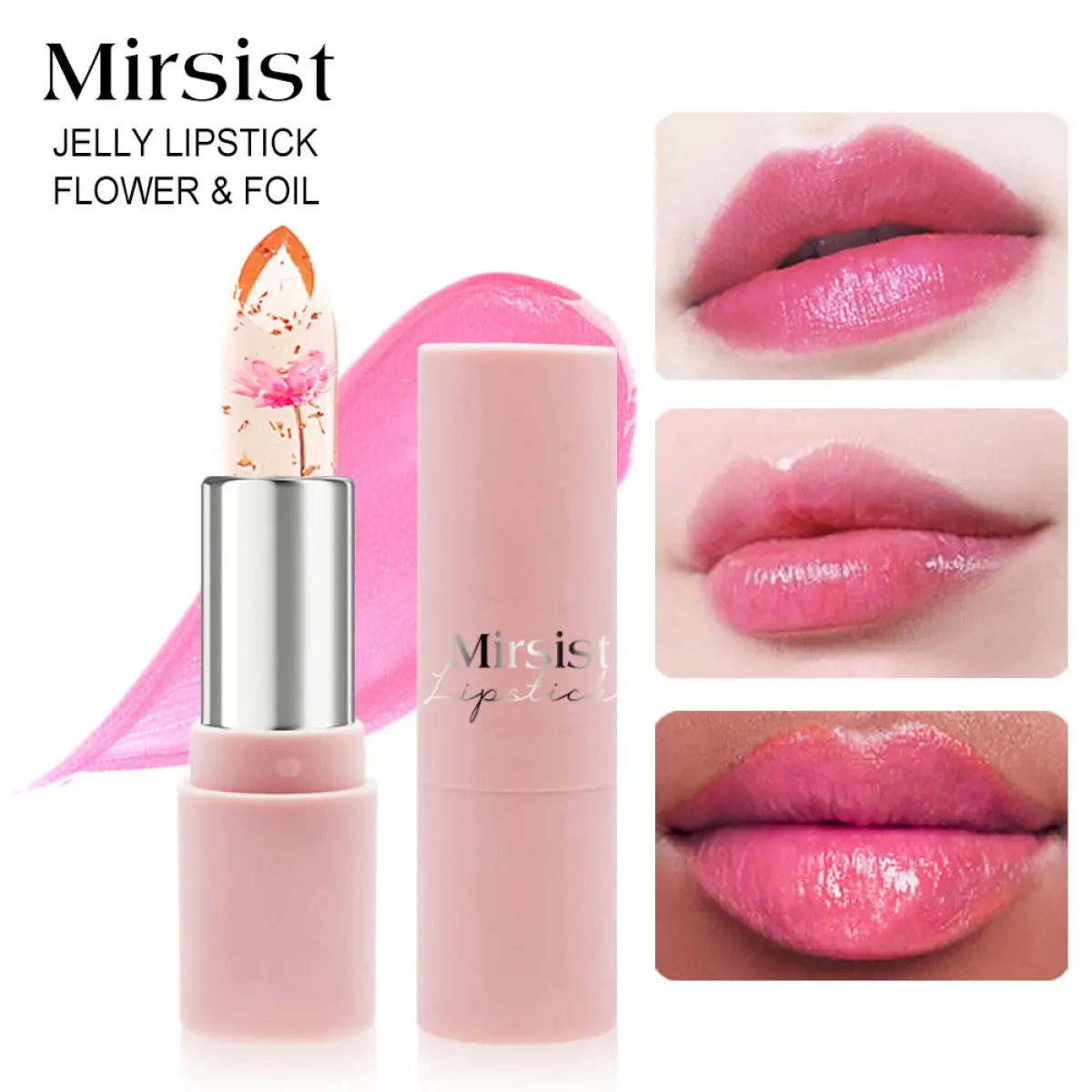 Son Môi Đổi Màu, Hoa Ấm Áp, Dưỡng Ẩm, Lá Vàng Laser Sáng Bóng, Son Dưỡng Môi Thạch Cosmetic Trang Điểm Mỹ Phẩm
