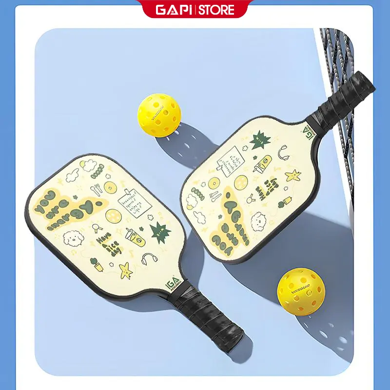 Vợt Pickleball viền đen trắng siêu nhẹ màu trà chanh ngộ nghĩnh - Super Quality PK01.6
