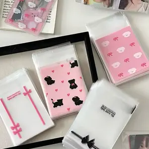 (50 lembar)Plastik Bungkus Photocard Sleeve Hadiah Bingkisan OPP Corak Warna Warni - 50 Lembar