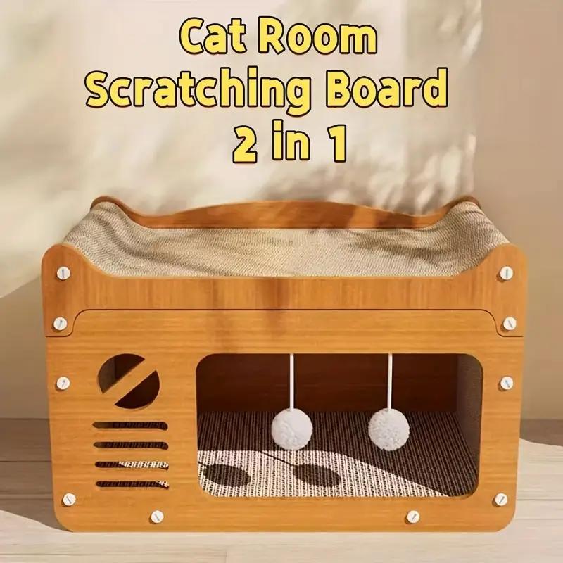 Product Introduction of Cat Scratching Board, 1 Box Cat Scratcher with Cat Nest Style, Durable Cat Scratching Toy, Pet Furniture for Indoor Playing Sleeping 5