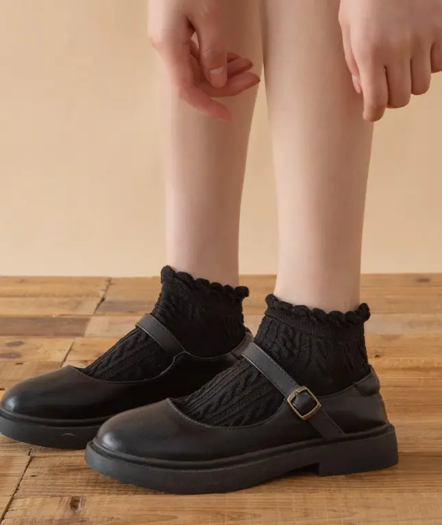KAOS KAKI WANITA PENDEK ANKLE SOCKS RENDA POLOS REMAJA CEWEK IMPORT LEMBUT [ 965 962 ] 5