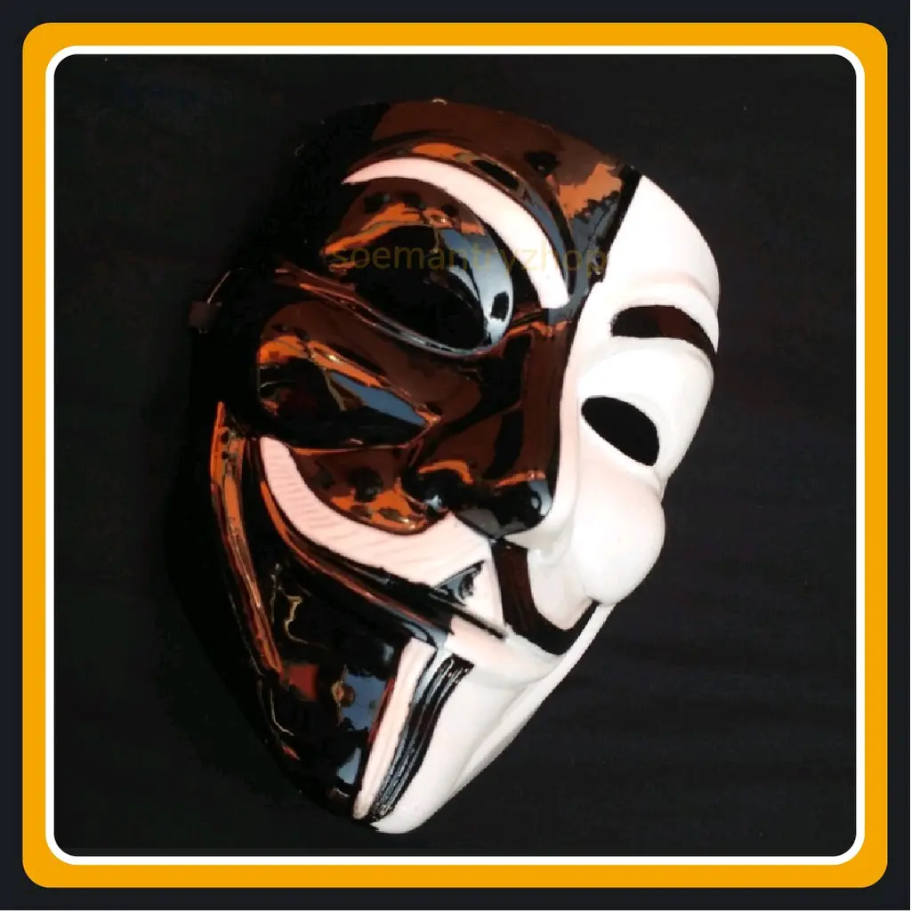 topeng hacker animust pantomin black v  white Halloween Plastik Remaja