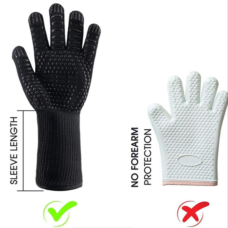 Heat Resistant Silicone Barbecue Glove, 1 Count Non-slip Grilling Glove, Travel Accessories, Household Long Kitchen Oven Glove for Baking, Cooking, Cutting 4