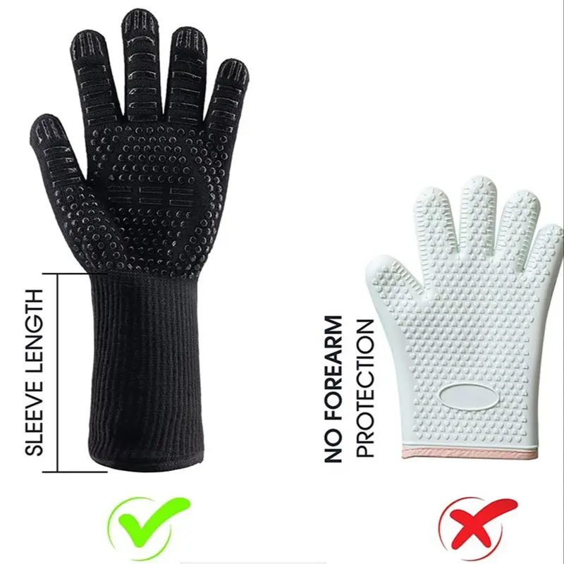 Heat Resistant Silicone Barbecue Glove, 1 Count Non-slip Grilling Glove, Travel Accessories, Household Long Kitchen Oven Glove for Baking, Cooking, Cutting 4