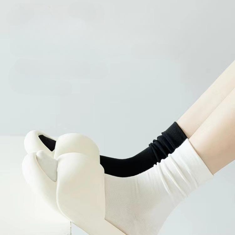 Product Introduction of Socks for Women2024 Spring and Fall New Japan and South Korea Four Seasons Simple Cotton Pile Socks Moon Socks Mid-calf Socks 9