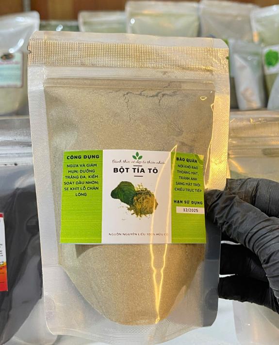 100G Bột lá tía tô nguyên chất sấy lạnh- Mặt nạ giúp Giảm mụn mờ thâm nám sáng da