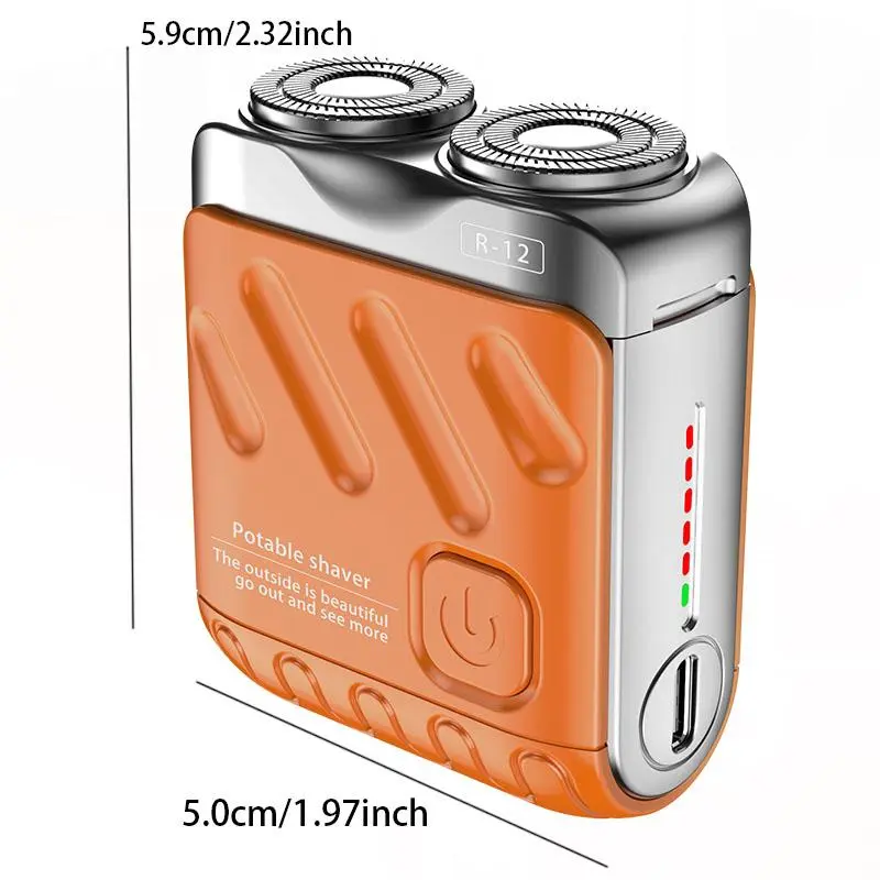 Portable Mini Electric Shaver for Men, Waterproof Double-ring Magnetic Beard Cutter, Lightweight Electric Razor for Travel Office Business Trip 1