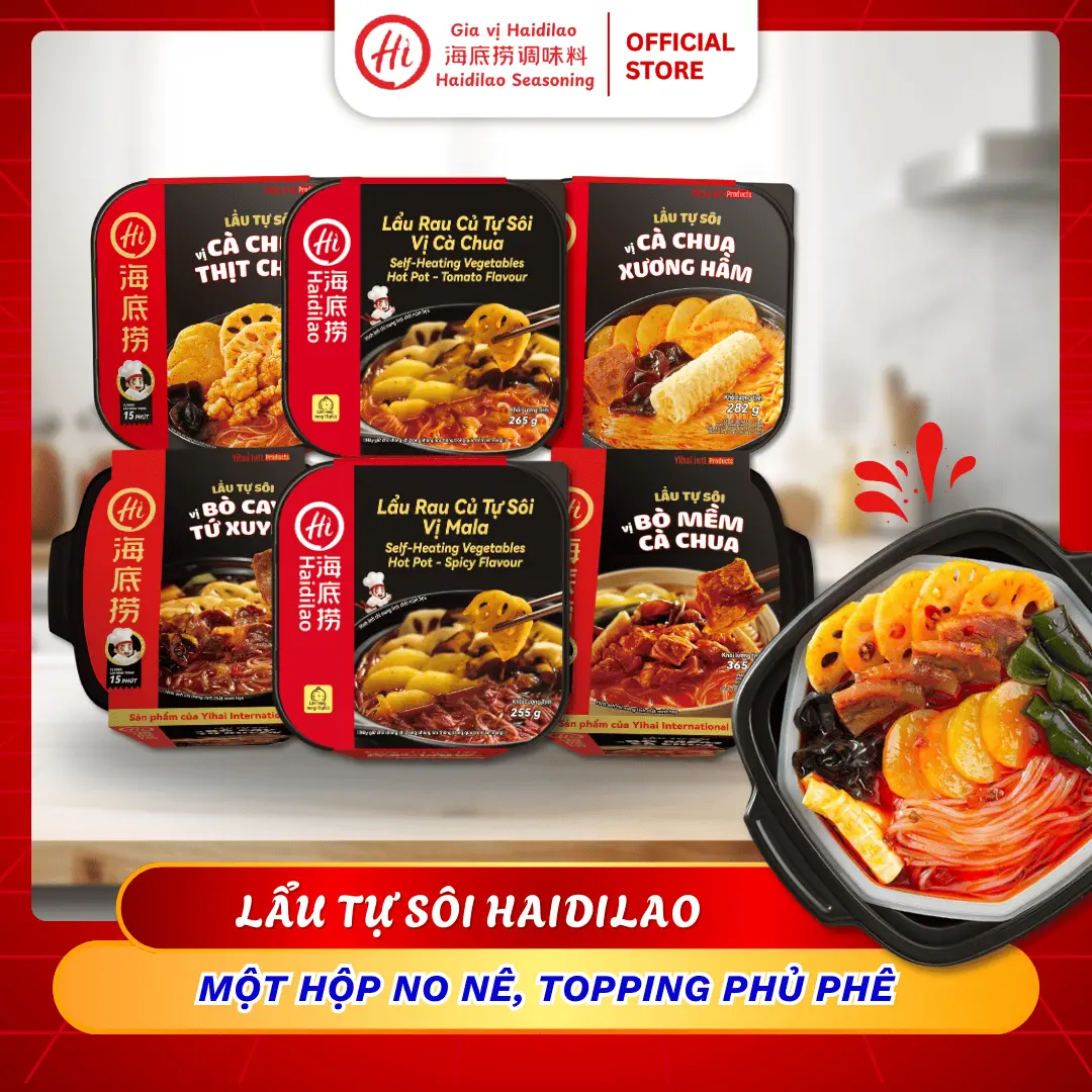Lẩu tự sôi Haidilao/ Lẩu bò cay Tứ Xuyên/Lẩu bò mềm cà Chua/ Lẩu cà chua thịt chiên/ Lẩu cà chua xương hầm