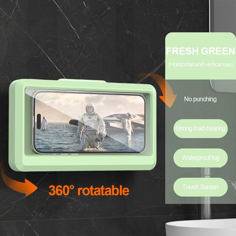 Product Introduction of 360-Degree Rotatable Smartphone Stand, Waterproof Shower Cellphone Holder, Wall Mounted Phone Holder for Bathroom, Kitchen & Home, Smartphone Accessories 13