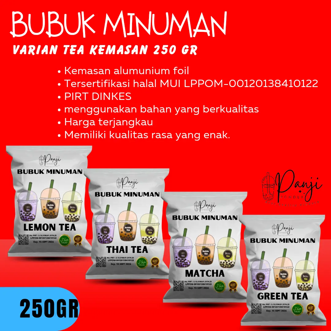 BUBUK MINUMAN RASA 250 GRAM SERBUK MINUMAN ANEKA RASA POWDER MINUMAN BUBUK MINUMAN BOBA Air Drink Cappucino