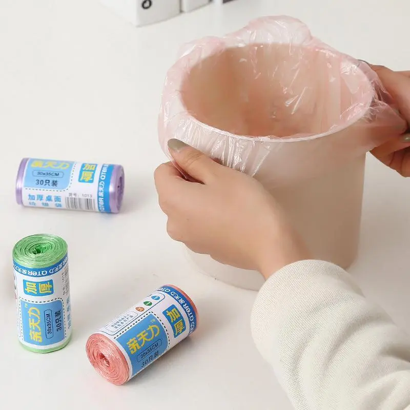 30Pcs/Roll Thicken Desktop Small Garbage Bags Household Car Mini Disposable Plastic Rubbish Bags Trash Bag 30*35Cm