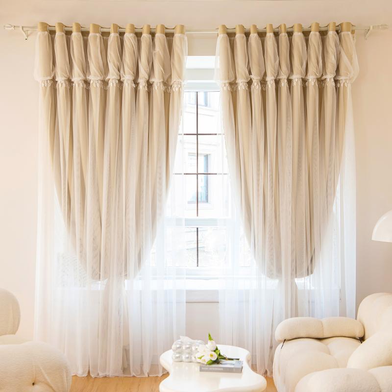 Product Introduction of Double Layer Curtain Living Room, 1 Count Blackout Curtain for Bedroom, Decorative Curtain for Bedroom & Living Room, Home Items 3