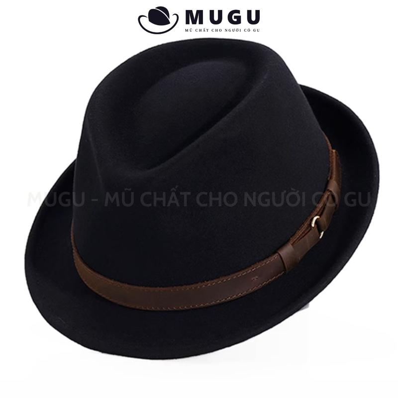  Mũ Phớt Lông Cừu Úc LC21 Vành Ngắn Viền Da Trung Niên Phong Cách Lịch Lãm | MUGU Nam Hat 